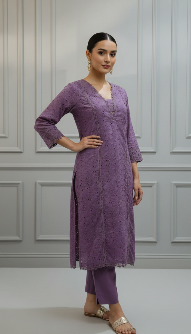 Angeer Cutwork Embroidered Co-Ord Set for Women