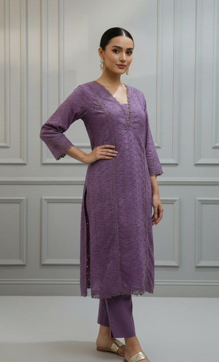 Angeer Cutwork Embroidered Co-Ord Set for Women