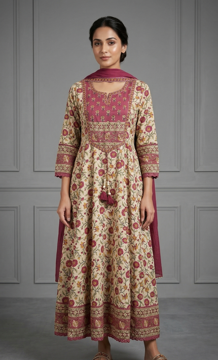 floral printed Anarkali Punjabi Suit for women