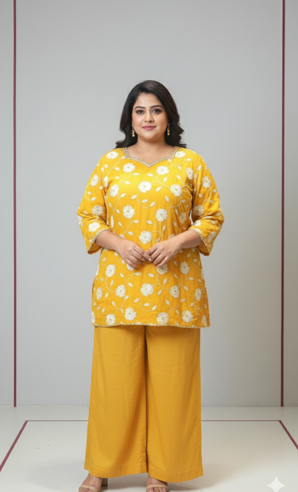 Yellow Embroidered Kurta Pant Set | Elegant Festive & Casual Wear