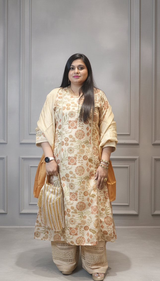 Elegant Cream Punjabi Suit – Classic Ethnic Wear for Women