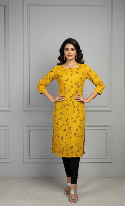 Sunshine Bloom Cotton Kurti – Bright, Breezy & Full of Joy