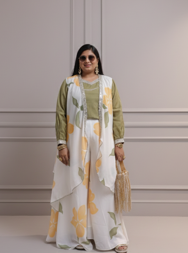 Floral Fusion Indo-Western Co-ord Set