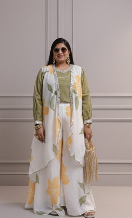 Floral Fusion Indo-Western Co-ord Set