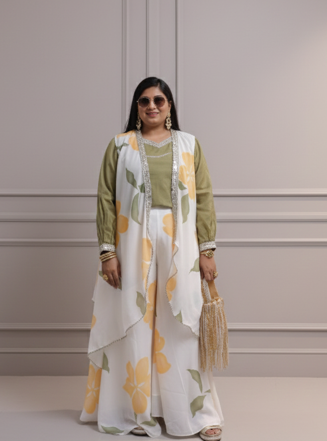 Floral Fusion Indo-Western Co-ord Set