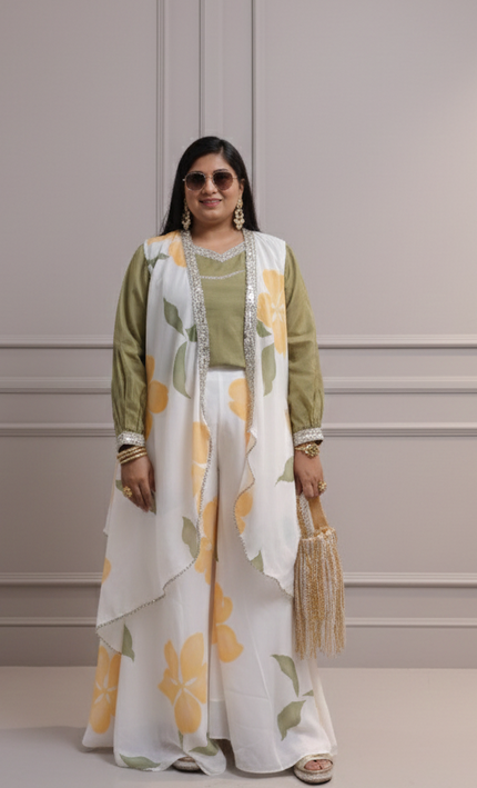 Floral Fusion Indo-Western Co-ord Set