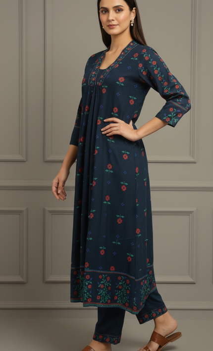 Navy Blue Kurta Pant Set for Women