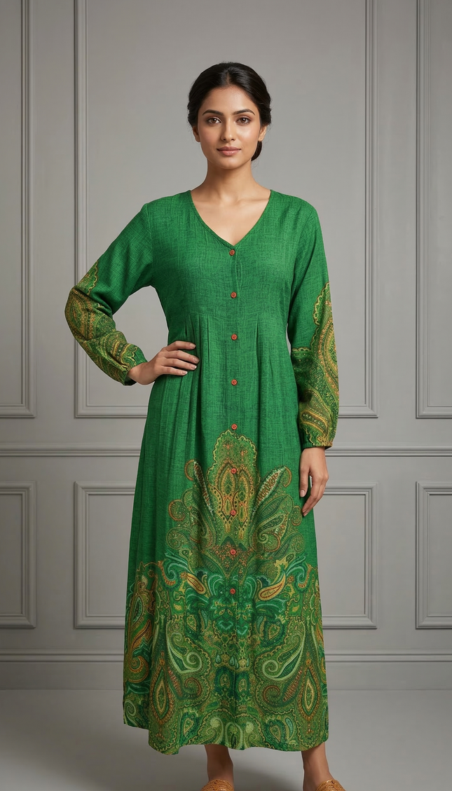 Emerald Paisley Charm Dress