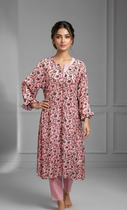 Floral Rosevine Printed Kurti Set