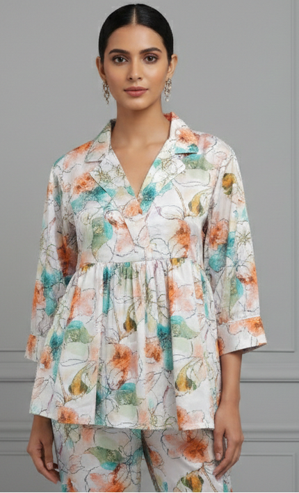 Printed Satin Silk Co-Ord Set for Women