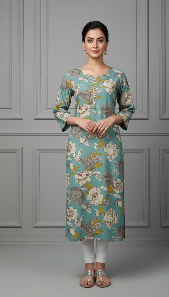 Aqua Petal Cotton Kurti