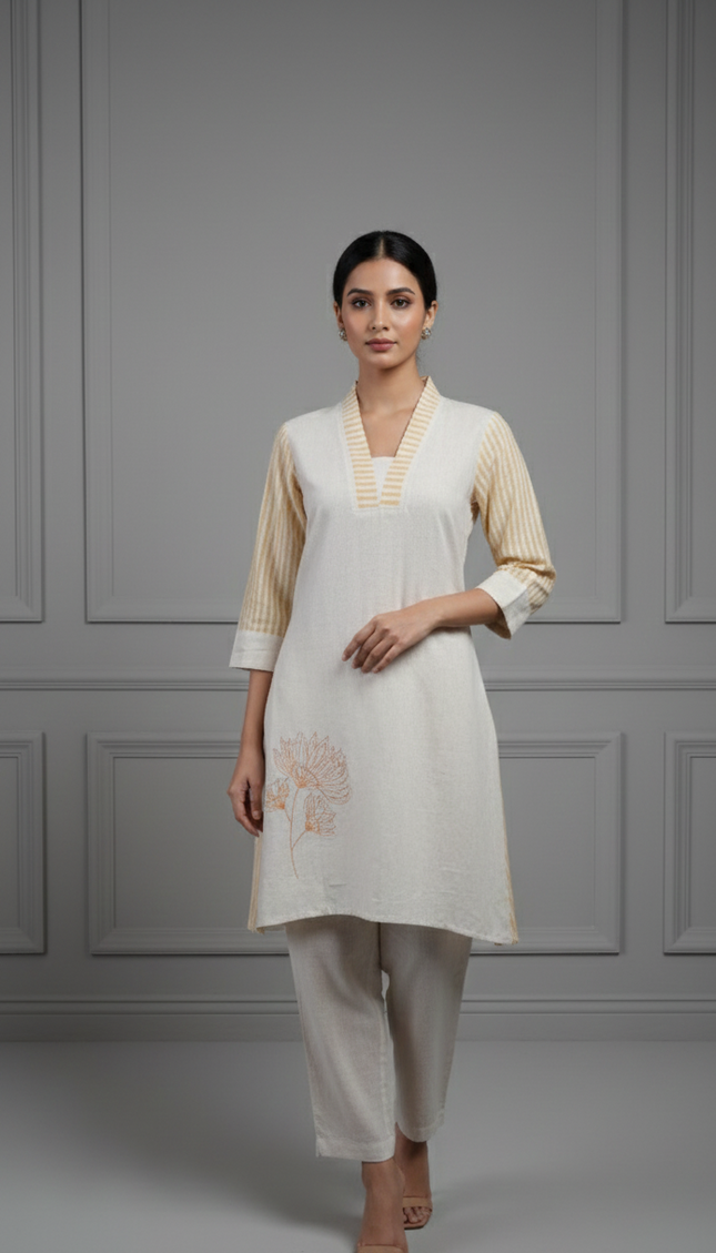 Yellow & Cream Co-Ord Set for Women