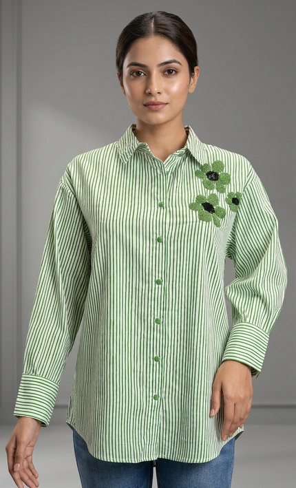 The Mira Contrast Kurti (Green)