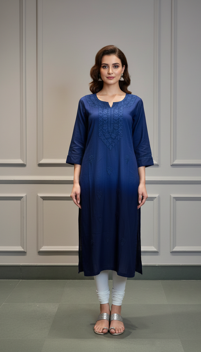 Mystic Wave Embroidered Chikankari Work Kurti