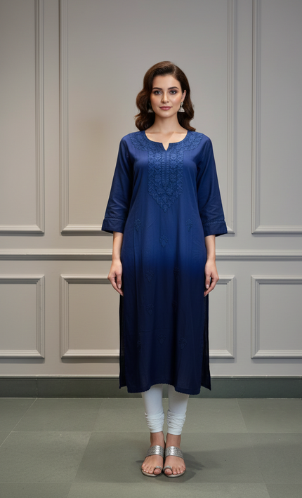 Mystic Wave Embroidered Chikankari Work Kurti