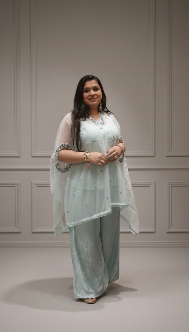 Tissue & Twill Net Indo-Western Co-Ord Set