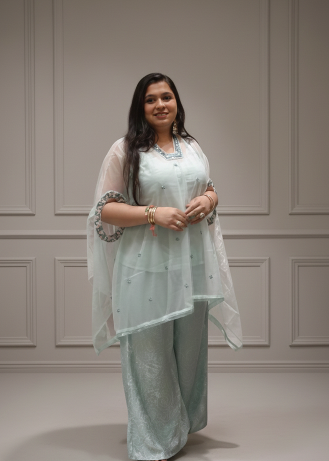 Tissue & Twill Net Indo-Western Co-Ord Set