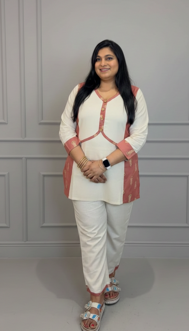 Ivory & Rust Embroidered Panel Co-ord Set