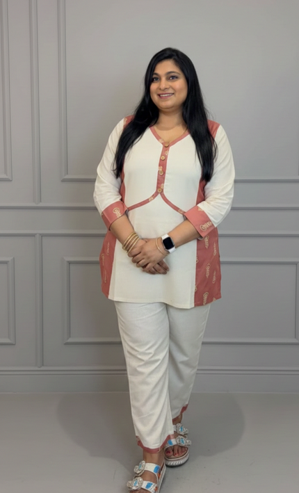 Ivory & Rust Embroidered Panel Co-ord Set