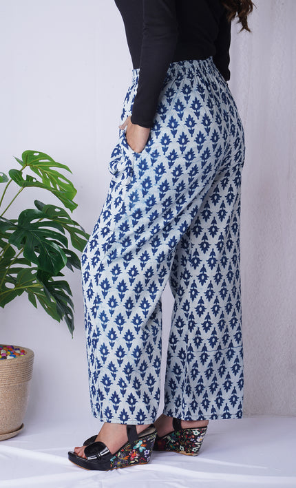 Green Leaf Printed Cotton Palazzo Pants