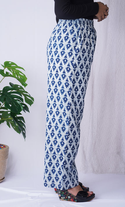 Green Leaf Printed Cotton Palazzo Pants