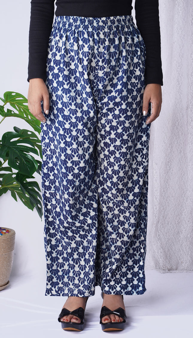 Breezy Leaf Print Cotton Palazzos