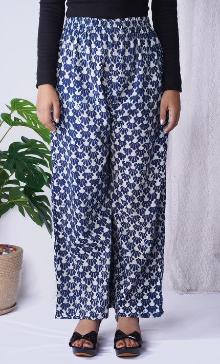 Breezy Leaf Print Cotton Palazzos