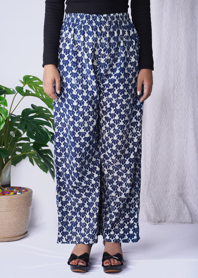 Breezy Leaf Print Cotton Palazzos