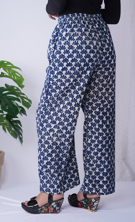 Breezy Leaf Print Cotton Palazzos
