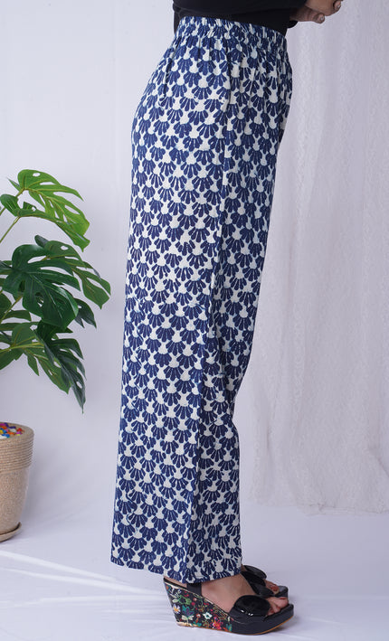 Breezy Leaf Print Cotton Palazzos