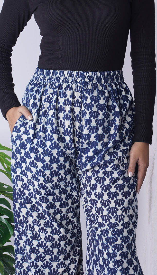 Breezy Leaf Print Cotton Palazzos