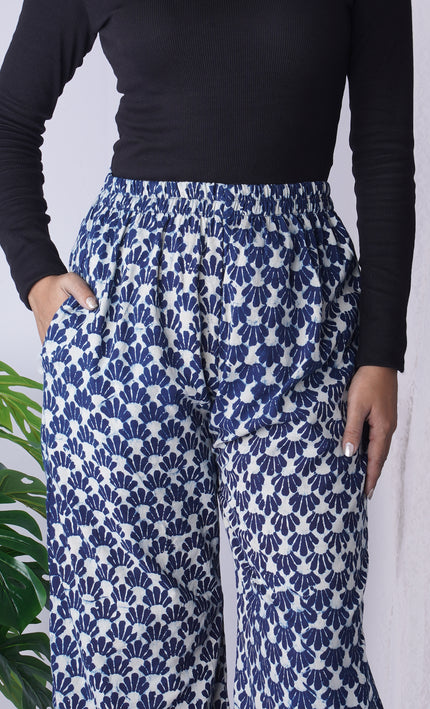 Breezy Leaf Print Cotton Palazzos