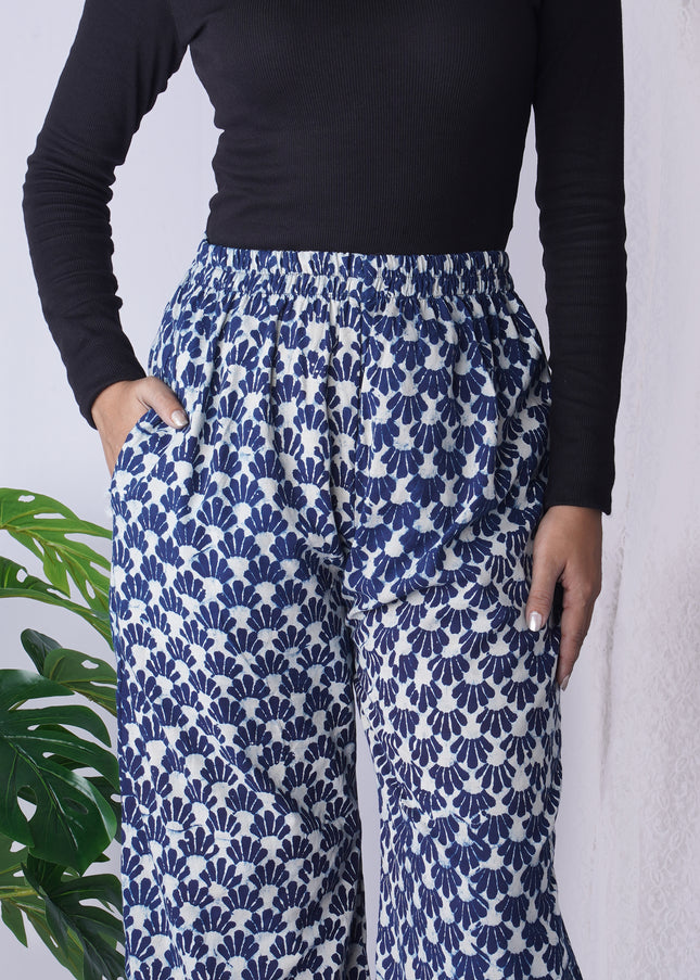 Breezy Leaf Print Cotton Palazzos