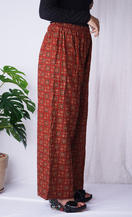 Orange Leaf Print Palazzo Pants