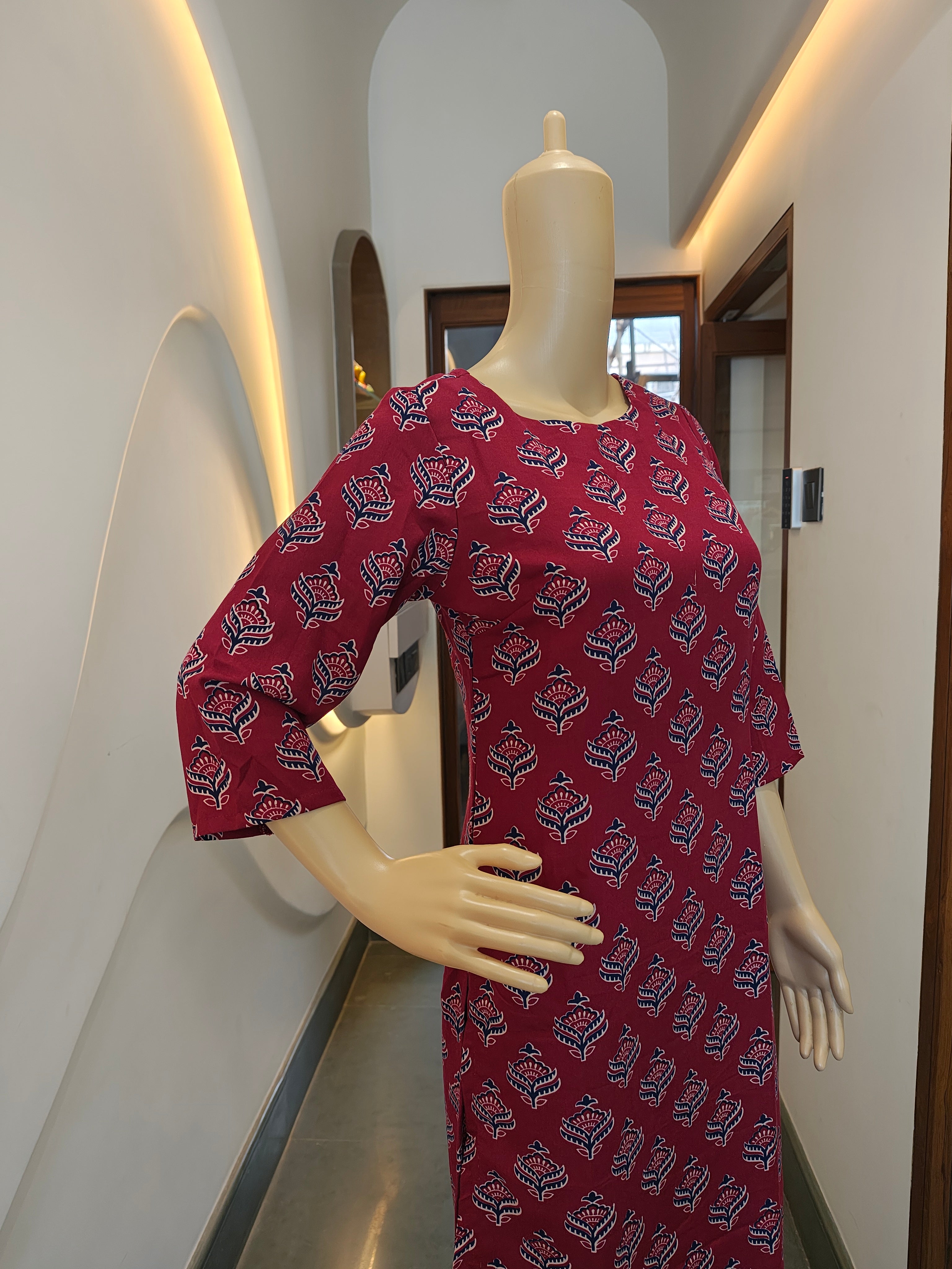 Maroon Melody Handblock Kurti – Bold, Rooted & Beautifully You
