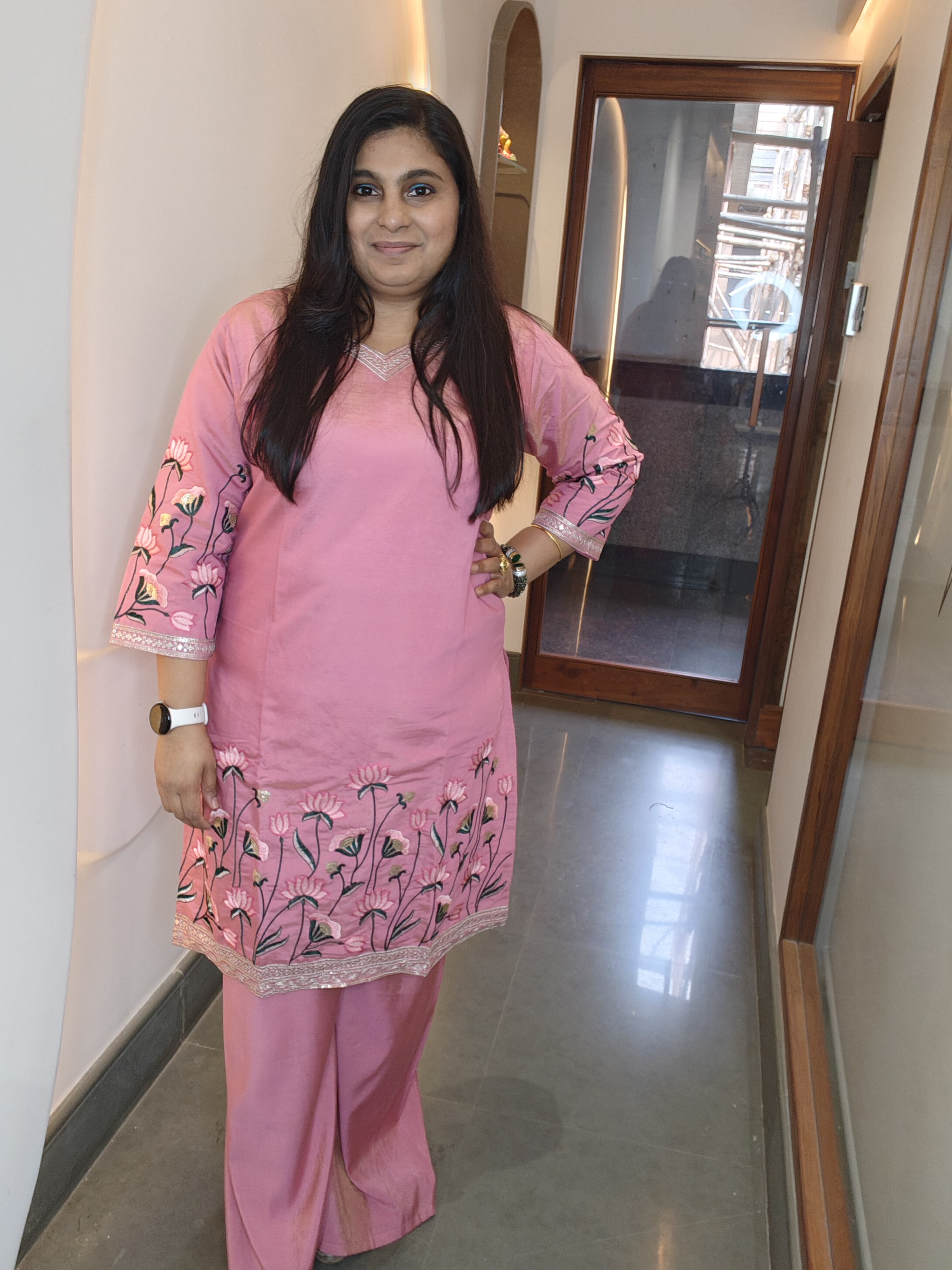 Blush Pink Embroidered Kurta Set – A Feminine Classic with Graceful Detailing