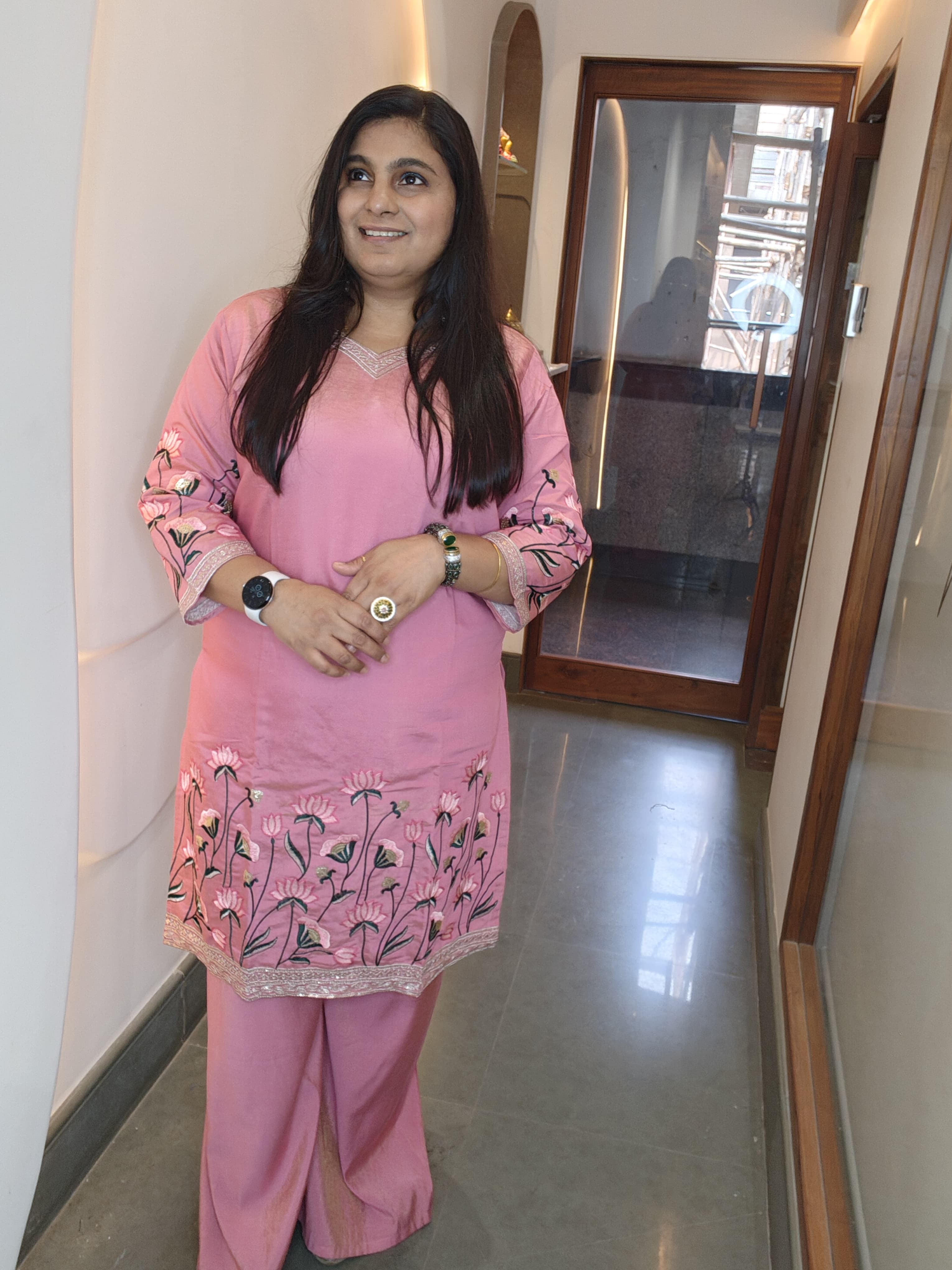 Blush Pink Embroidered Kurta Set – A Feminine Classic with Graceful Detailing