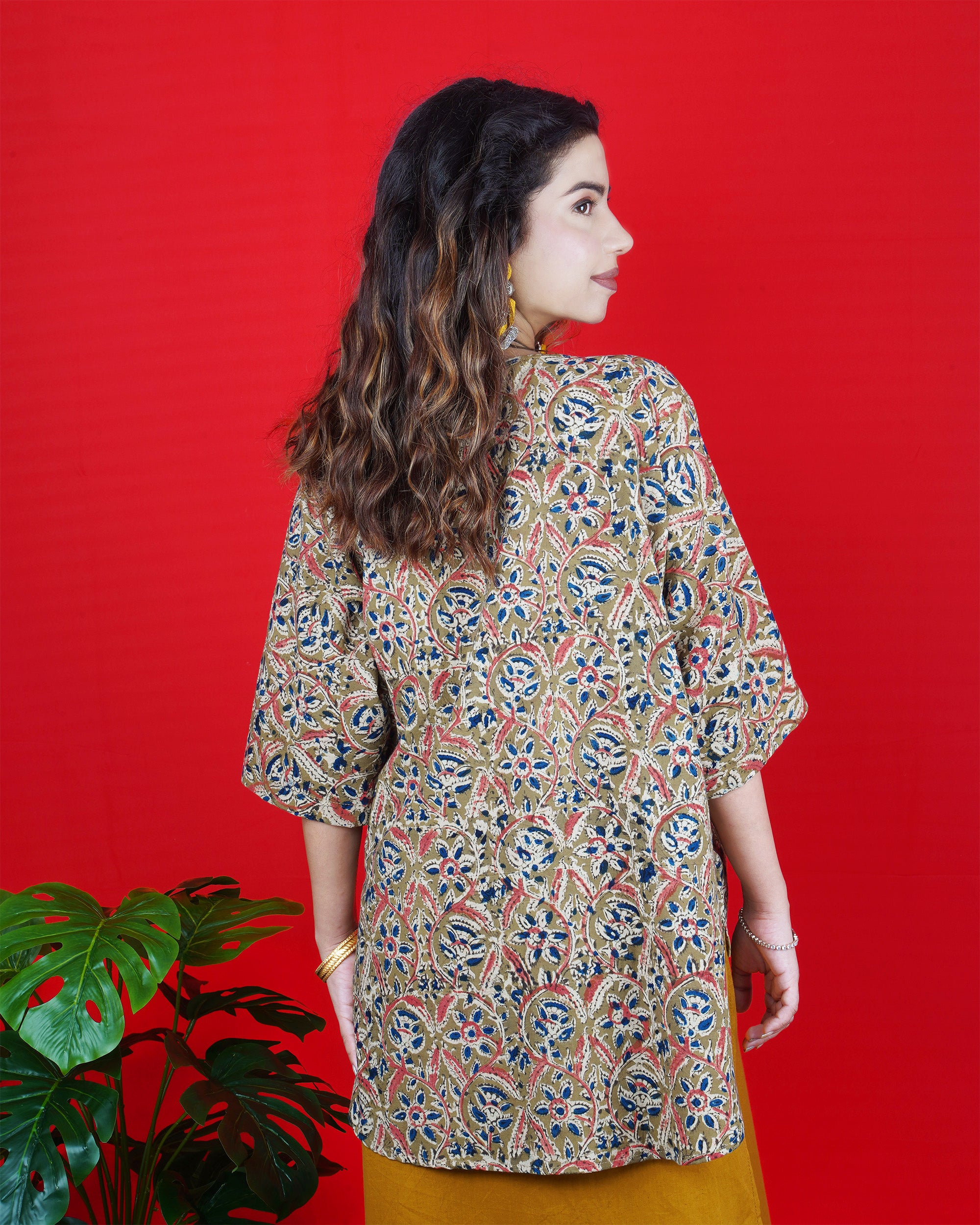 Mustard Yellow Sleeveless Kurta Set with Embroidered Neckline & Border Pants