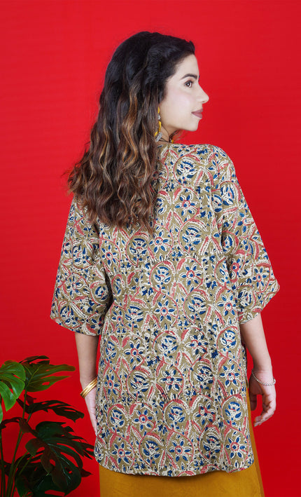 Mustard Yellow Sleeveless Kurta Set with Embroidered Neckline & Border Pants