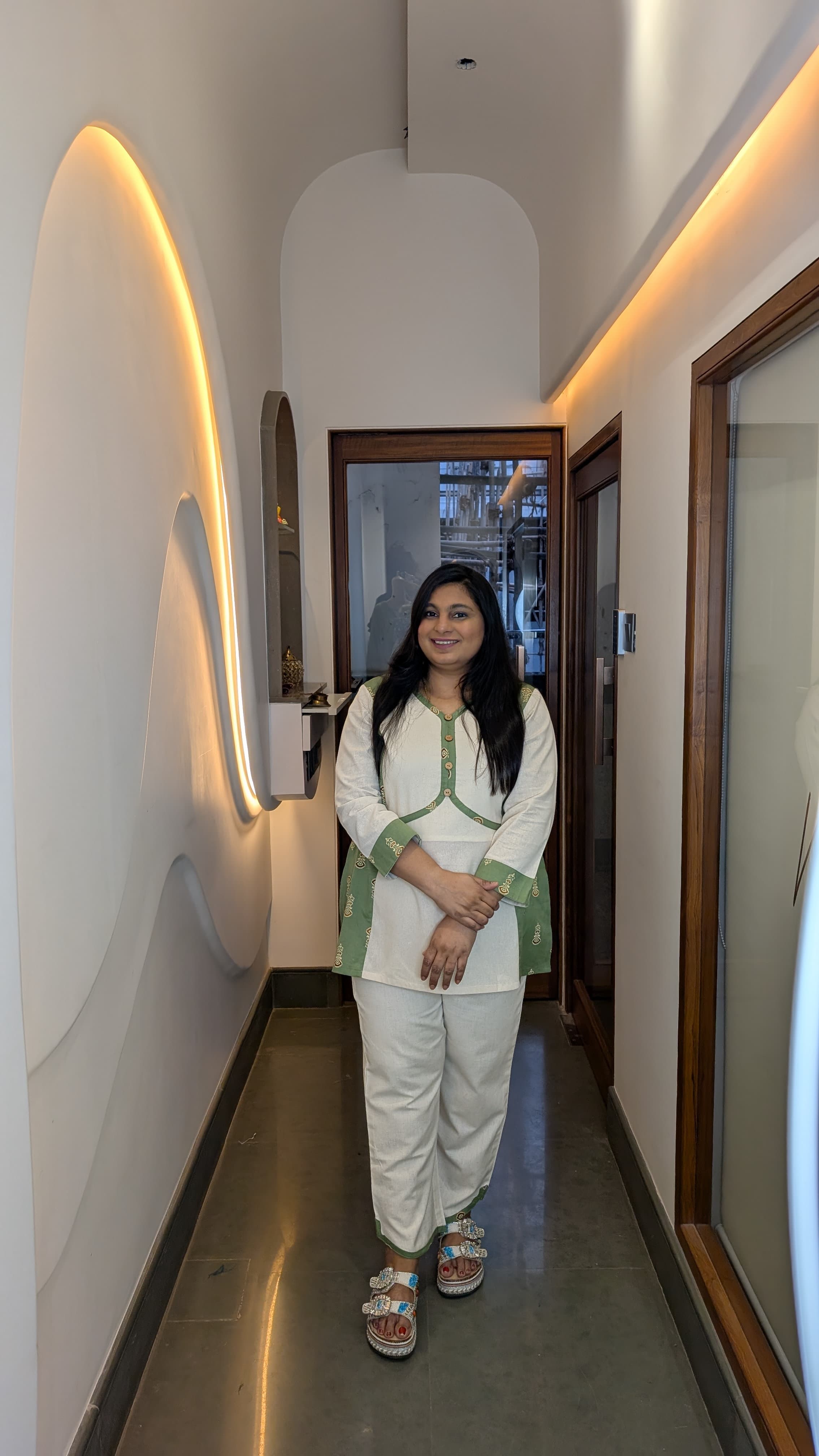 Ivory & Emerald Green Embroidered Co-ord Set