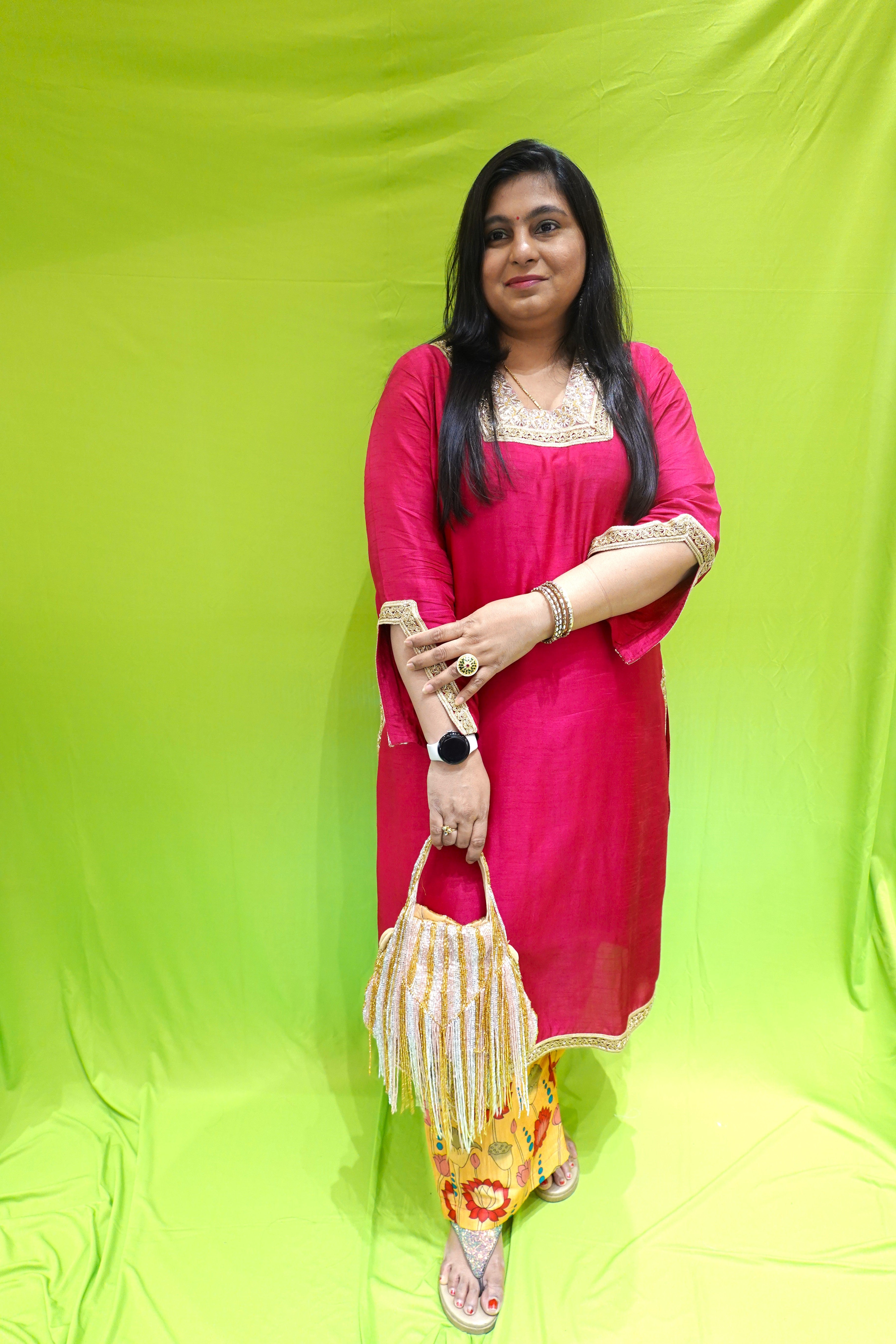 Elegant Pink Ethnic Kurti Set with Floral Patiala Salwar