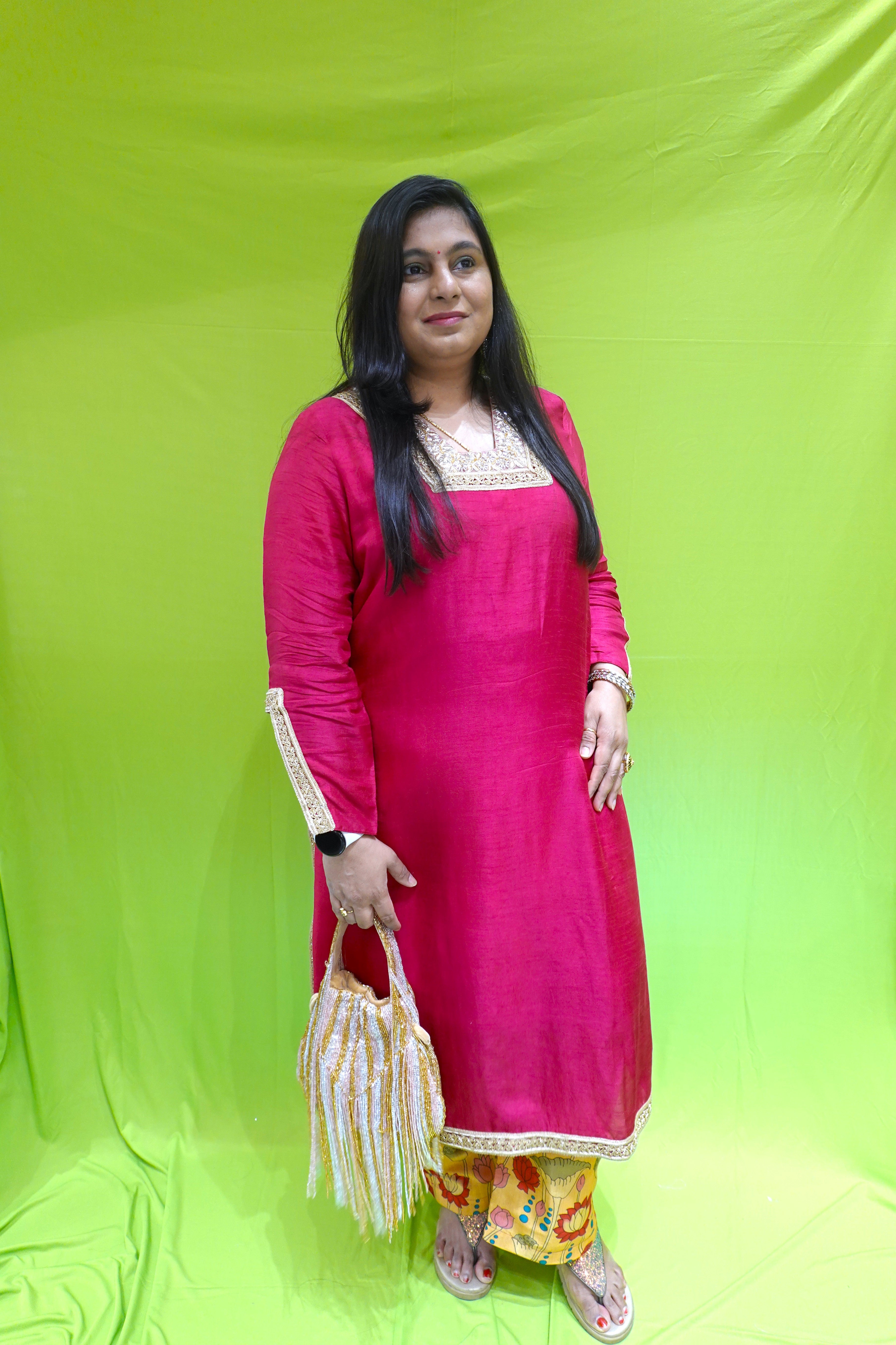 Elegant Pink Ethnic Kurti Set with Floral Patiala Salwar