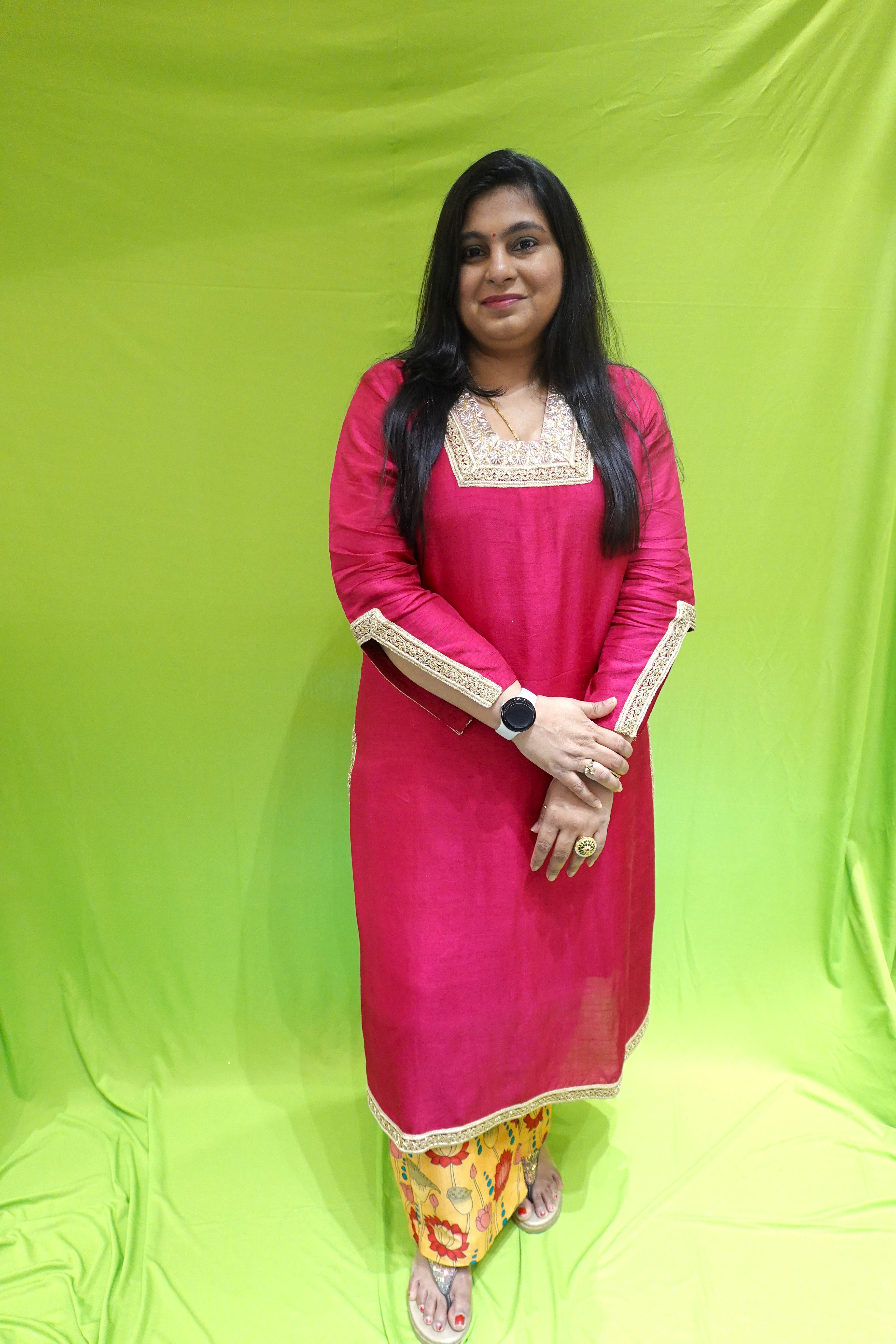 Elegant Pink Ethnic Kurti Set with Floral Patiala Salwar