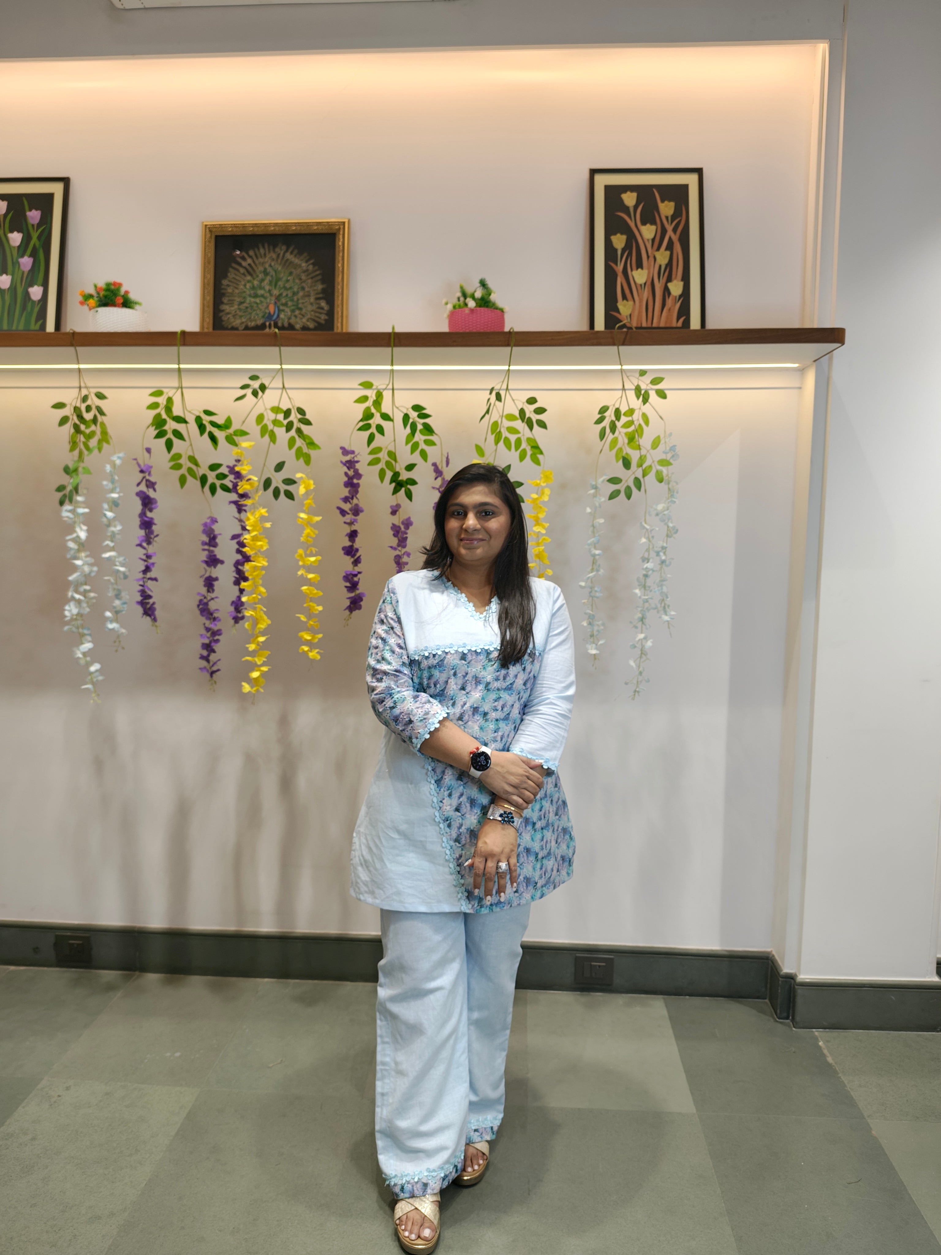 Pastel Blue Floral Kurta Set – Graceful Comfort in Everyday Elegance