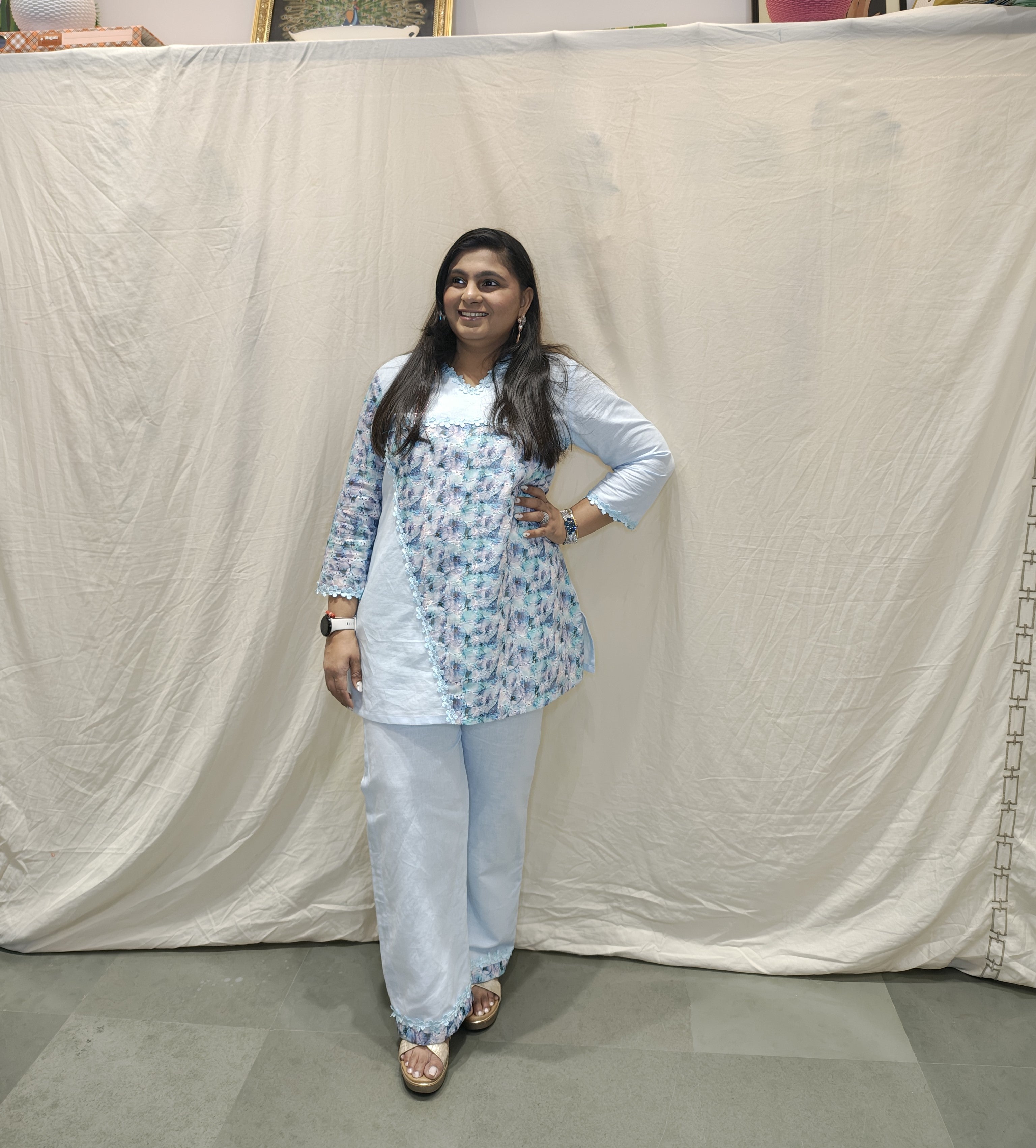 Pastel Blue Floral Kurta Set – Graceful Comfort in Everyday Elegance