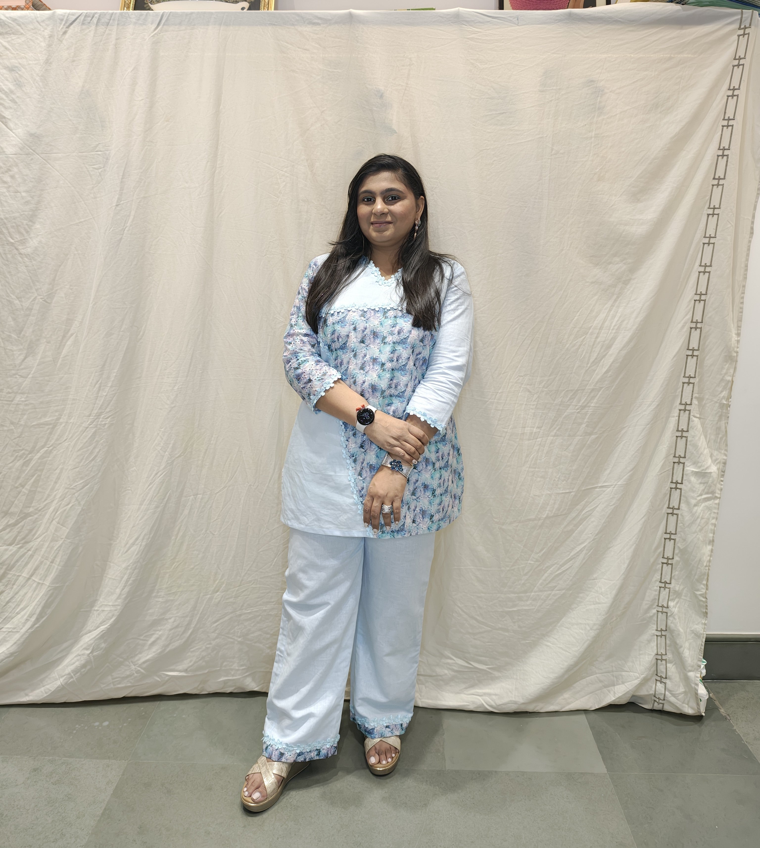 Pastel Blue Floral Kurta Set – Graceful Comfort in Everyday Elegance
