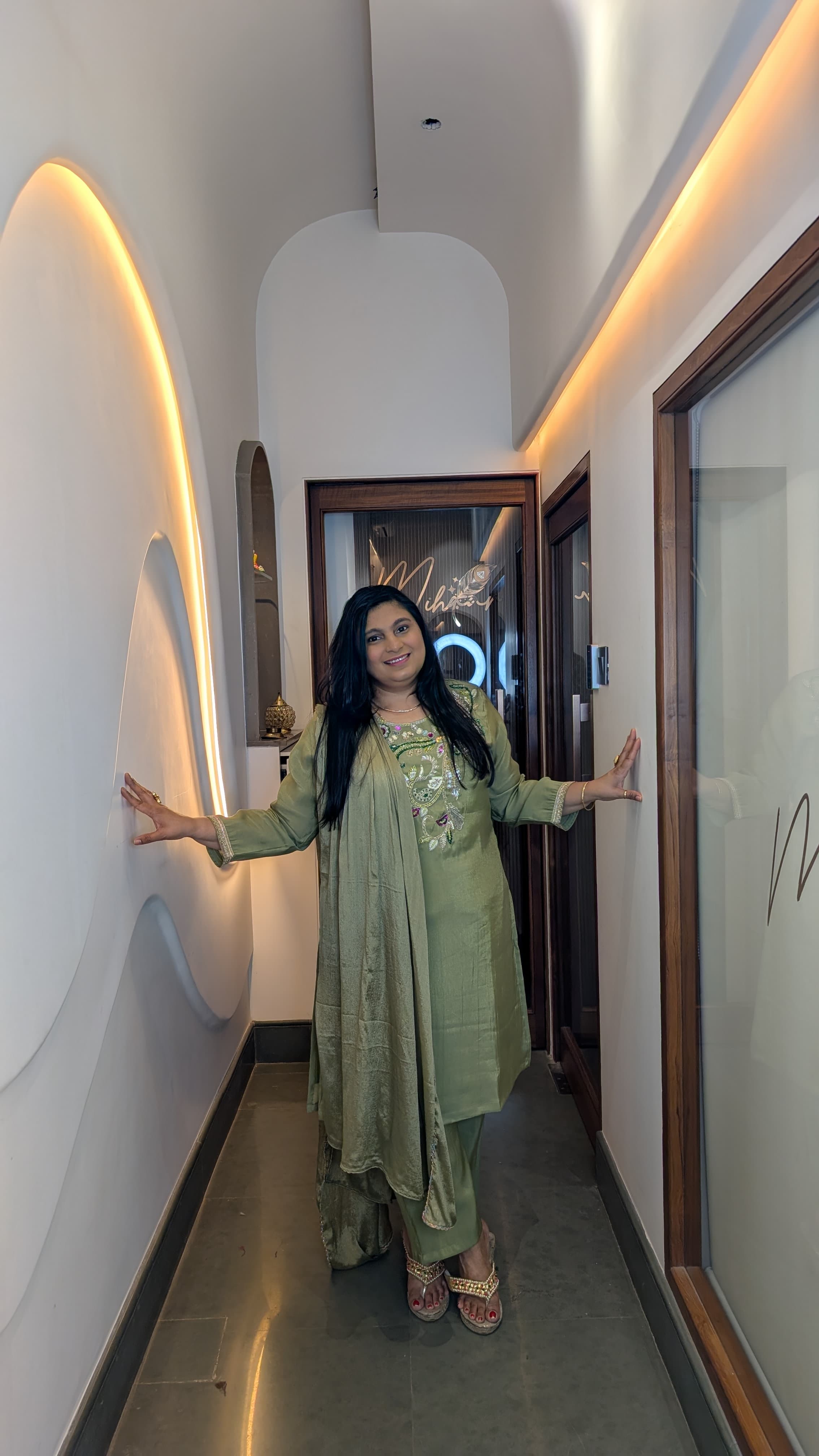 Olive Green Hand-Embroidered Festive Kurta Set