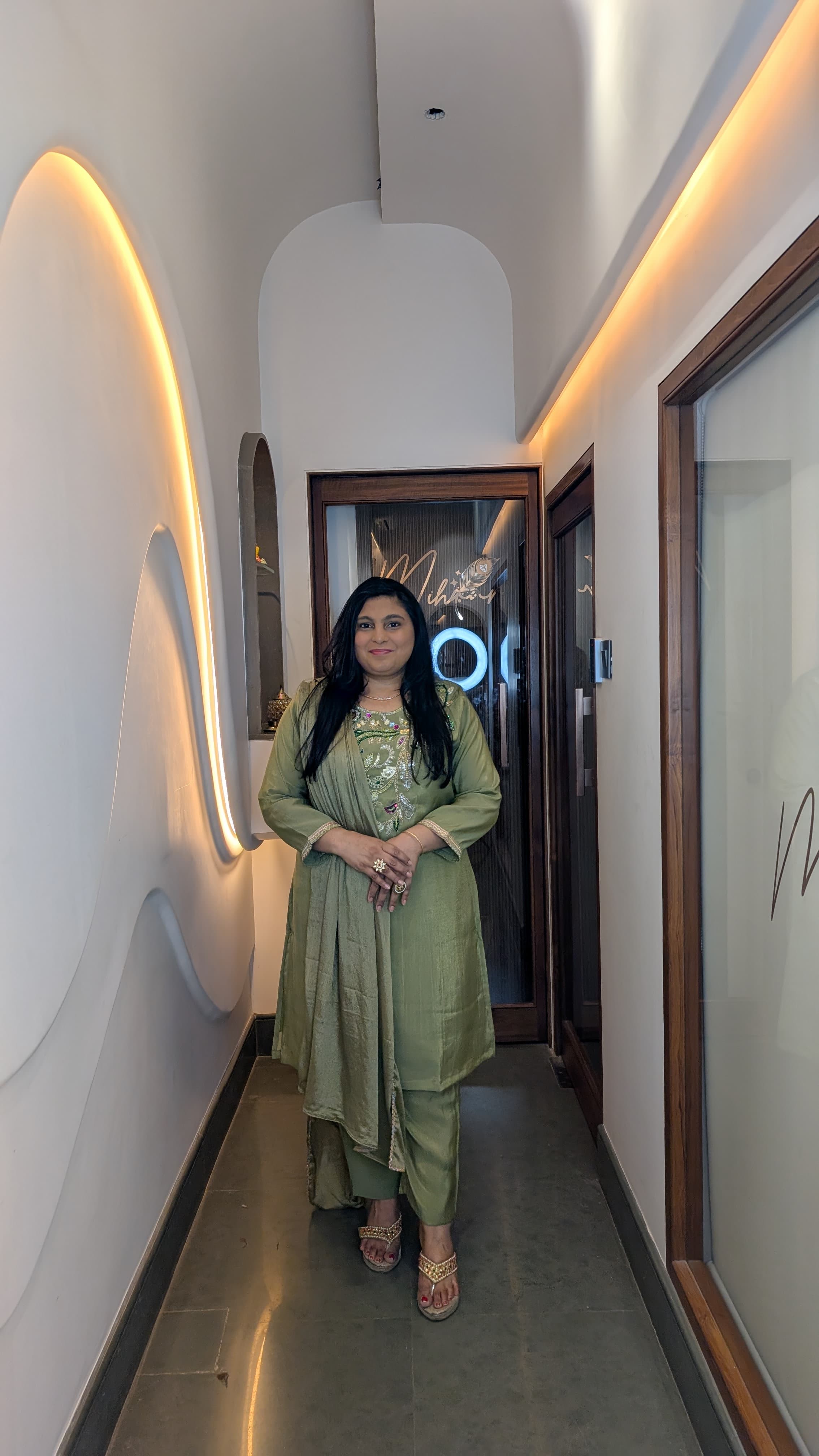 Olive Green Hand-Embroidered Festive Kurta Set