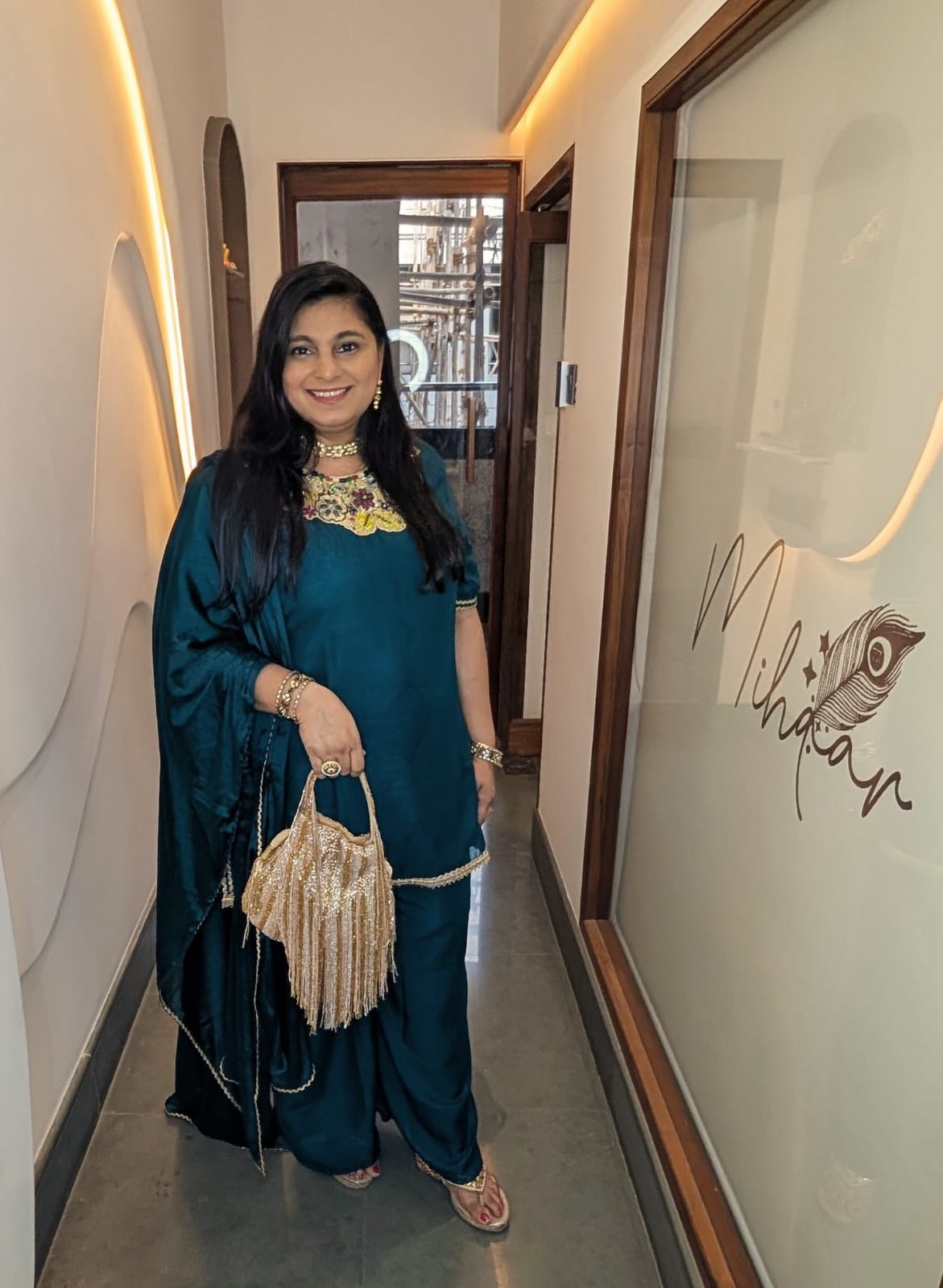 Teal Blue Heavy Embroidered Sharara Set with Dupatta