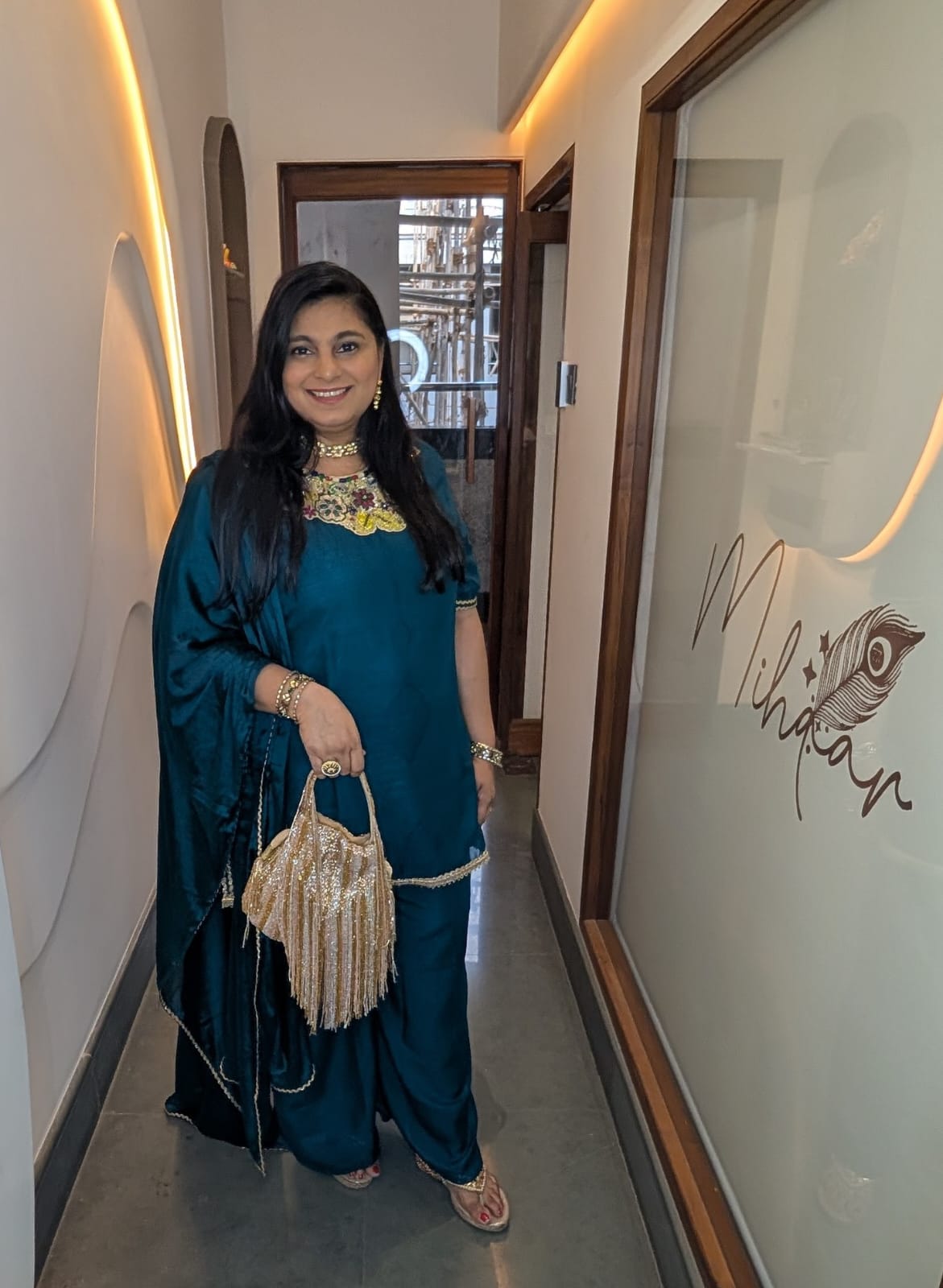 Teal Blue Heavy Embroidered Sharara Set with Dupatta